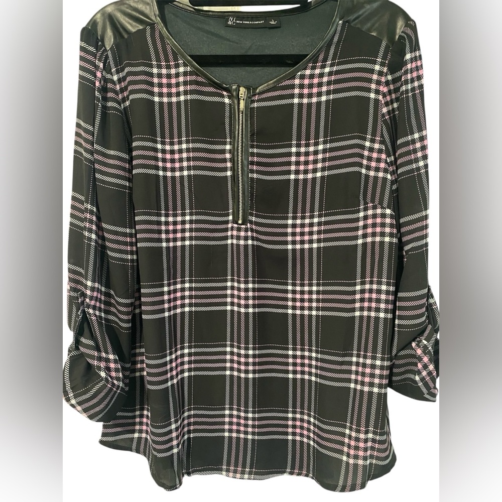 New York & Co Sheer Zip-Up Top